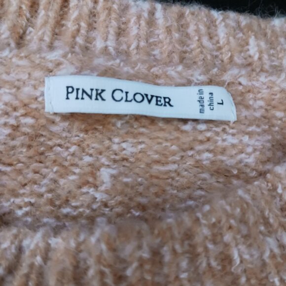 NWT, Pink Clover, Size L, Peach/Orange Color Knit Pullover Crewneck Sweater - Picture 7 of 11
